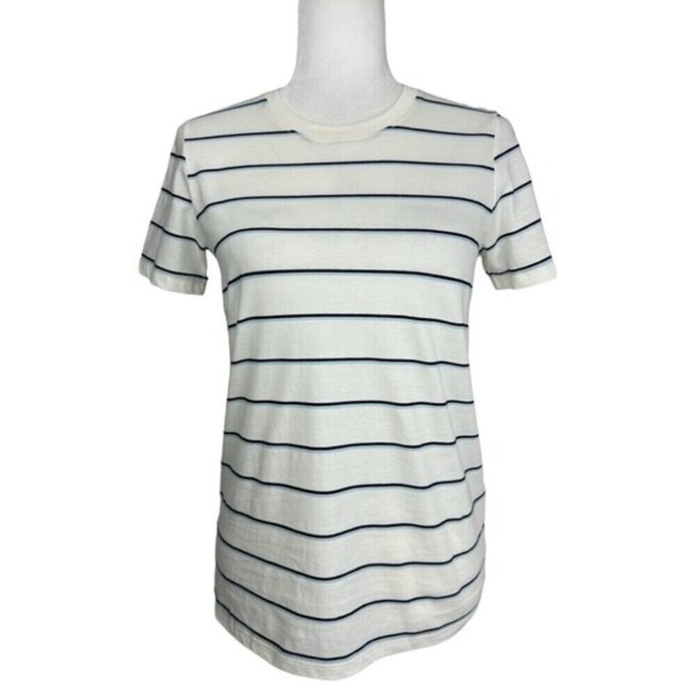Everlane Women Organic Cotton Crew Neck T-Shirt True Navy Striped Small NEW‎